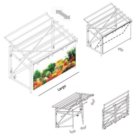 Módulo mural expositivo con Faldón para Frutería