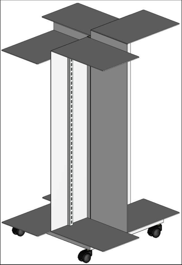 EXPOSITOR PARA CALZADO SOLO 720x720x1115MM CON SOPORTES PRECIOS Y ESTANTES