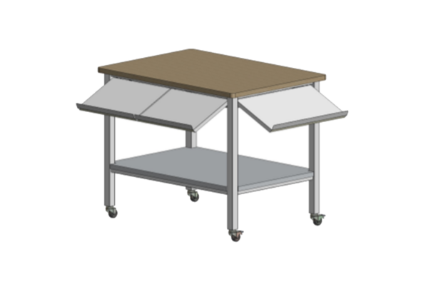 MESA DEGUSTACIÓN RODANTE 1020X720X825MM CON 6 SOPORTES