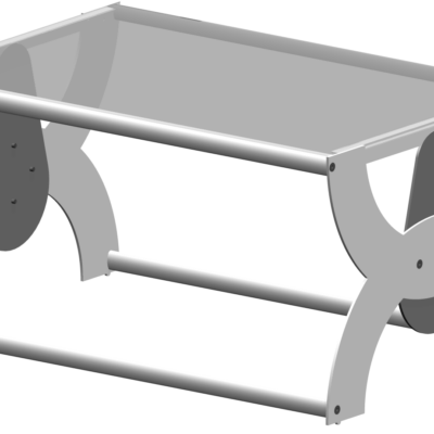 MESA EXPOSITORA LEGUS CON ESTANTE VIDRIO 900x600x470MM