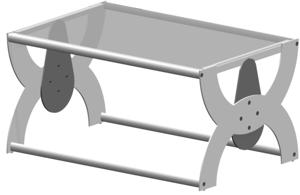 MESA EXPOSITORA LEGUS CON ESTANTE VIDRIO 900x600x470MM